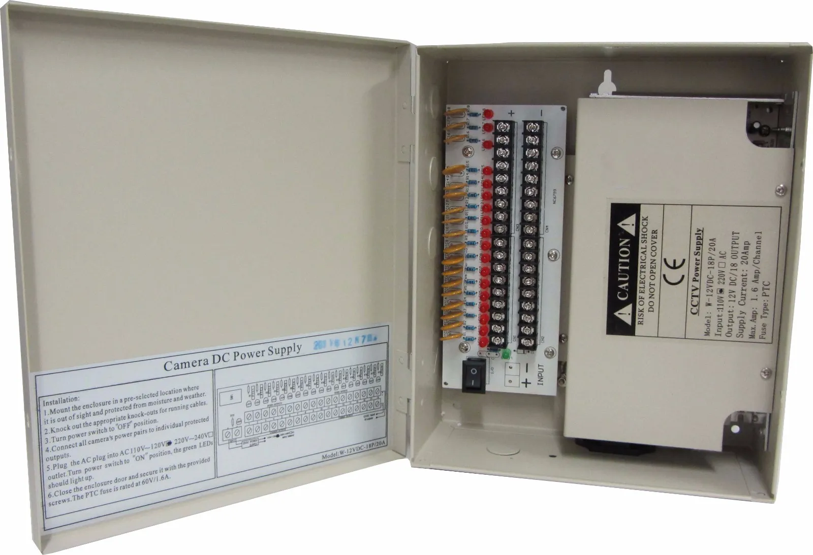 16 CH Channel 18 Port DC 12V 20A Ampere CCTV Power Supply Box PTC FUSE (image for) 16 CH Channel 18 Port DC 12V 20A Ampere CCTV Power Supply Box PTC FUSE